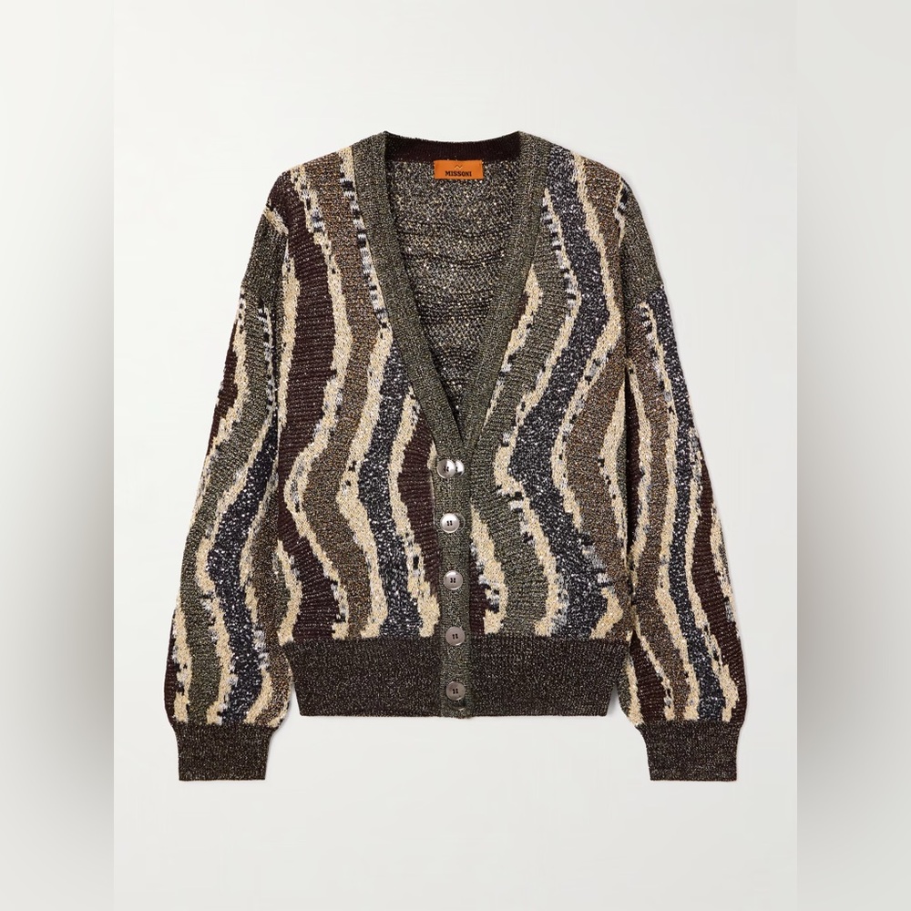 Missoni sequined embellished striped metallic cardigan